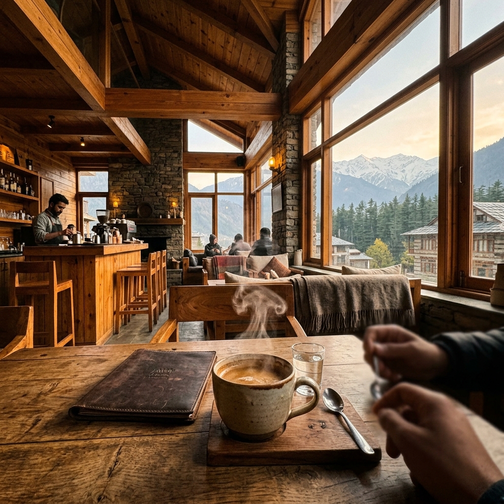 Coffee and cafe table at Off the Trail